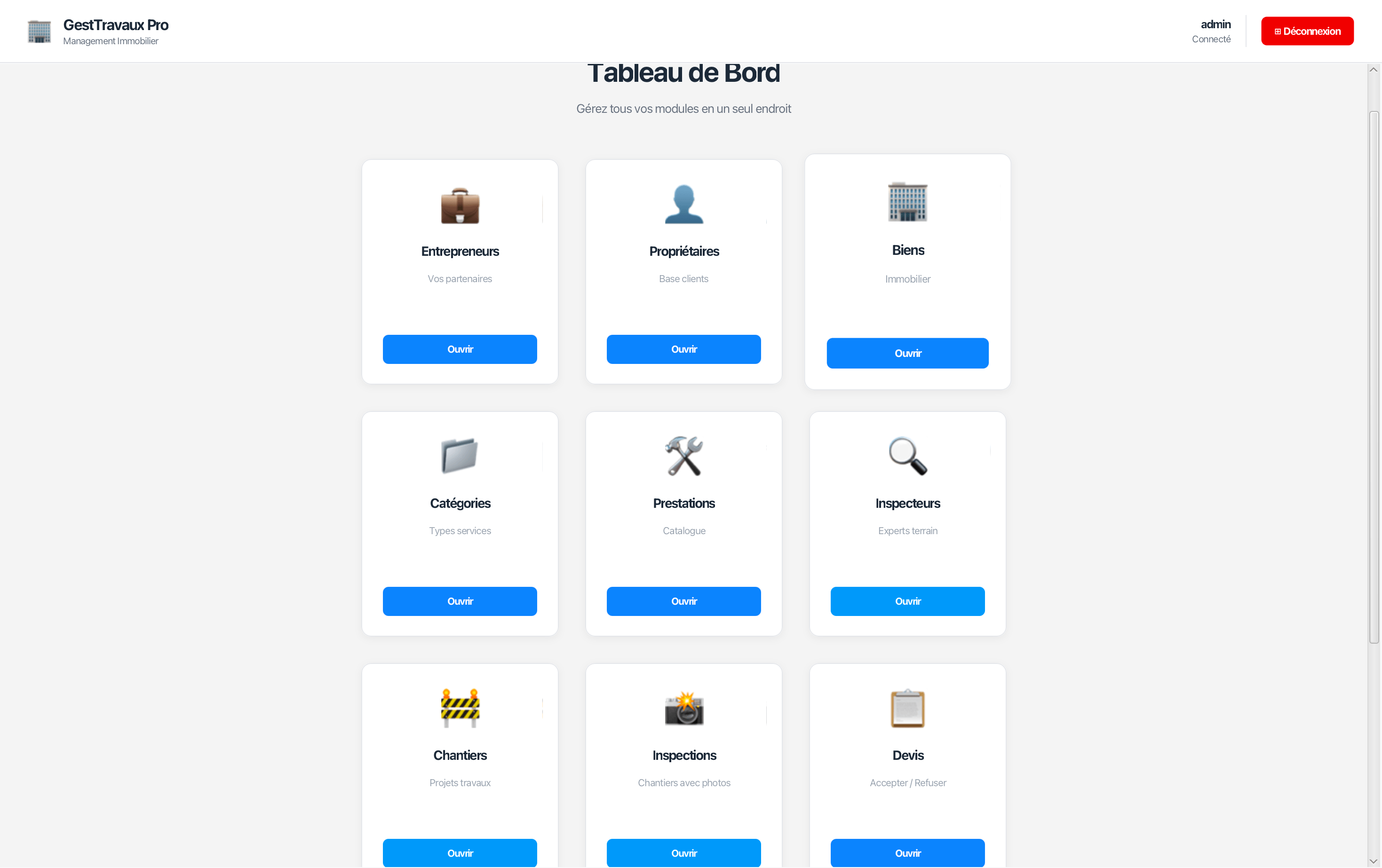 Application desktop JavaFX GestTravaux Pro