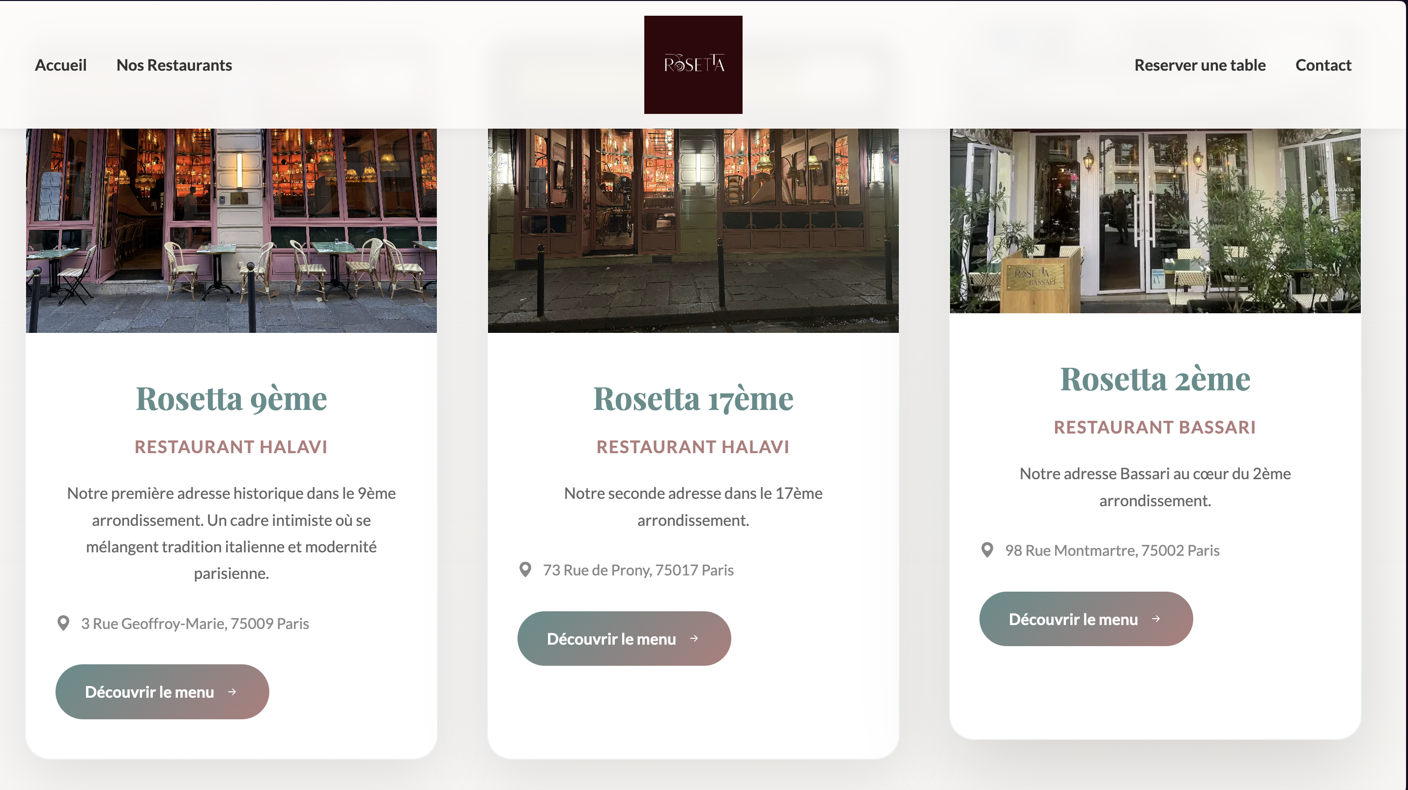 Étape de choix du restaurant